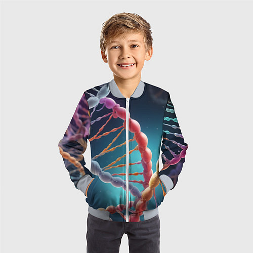 Детский бомбер Разноцветный ДНК / 3D-Серый – фото 3