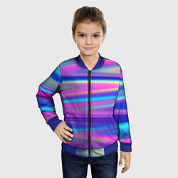 Бомбер детский Неоновые полосы градиент, цвет: 3D-синий — фото 2