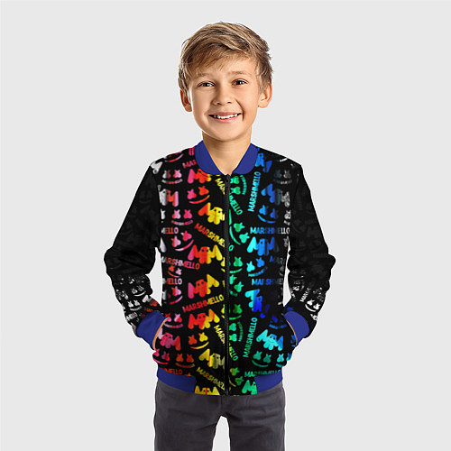 Детский бомбер Marshmello neon color / 3D-Синий – фото 3