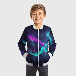 Бомбер детский Неоновые краски абстракция, цвет: 3D-белый — фото 2