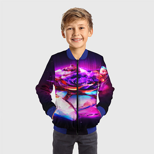 Детский бомбер Неоновые абстракция краски / 3D-Синий – фото 3
