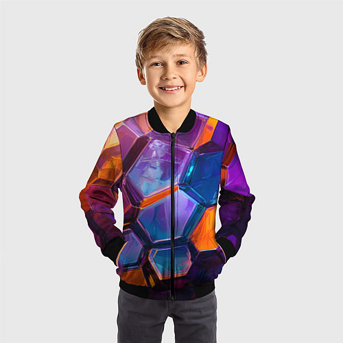Детский бомбер Неоновые минералы / 3D-Черный – фото 3