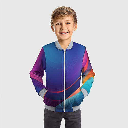 Детский бомбер Красивый градиент абстракция / 3D-Серый – фото 3