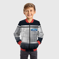 Бомбер детский FORD текстура из метала, цвет: 3D-красный — фото 2