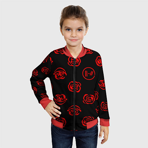 Детский бомбер Twenty one pilots rose pattern / 3D-Красный – фото 4