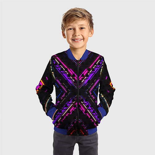 Детский бомбер Marshmello geometry neon / 3D-Синий – фото 3