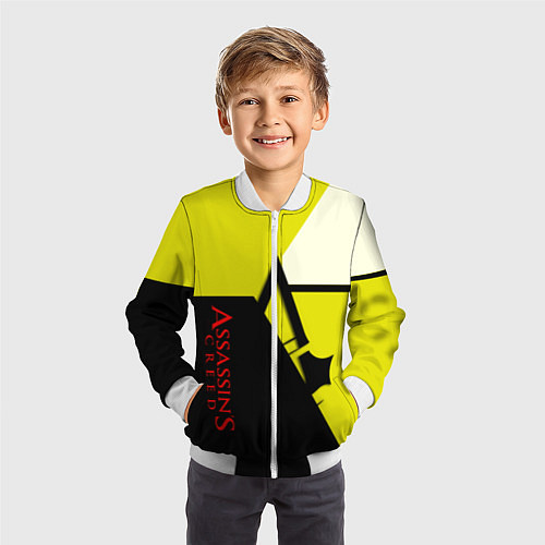 Детский бомбер Assassins Creed geometry logo / 3D-Белый – фото 3