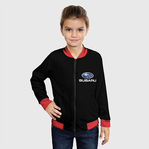 Детский бомбер Subaru logo auto / 3D-Красный – фото 4
