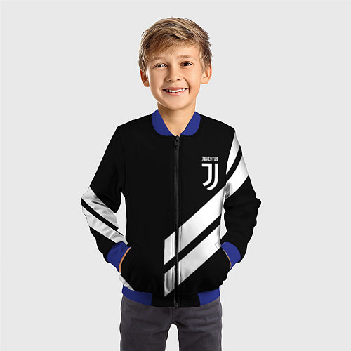 Детский бомбер Juventus line white / 3D-Синий – фото 3