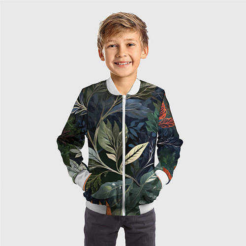 Детский бомбер Объемные листья / 3D-Белый – фото 3