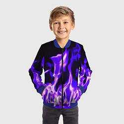 Бомбер детский Неоновый огненный стиль, цвет: 3D-синий — фото 2