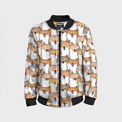 Бомбер детский Узор сиба ину, цвет: 3D-черный