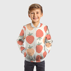 Бомбер детский Клубничный узор, цвет: 3D-белый — фото 2