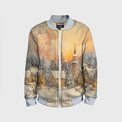 Бомбер детский Новогодний небольшой городок, цвет: 3D-серый