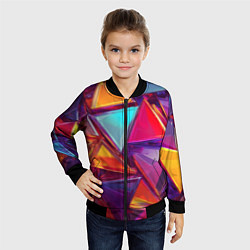 Бомбер детский Разноцветные треугольники 2, цвет: 3D-черный — фото 2