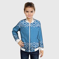 Бомбер детский Вязаный скандинавский орнамент, цвет: 3D-белый — фото 2