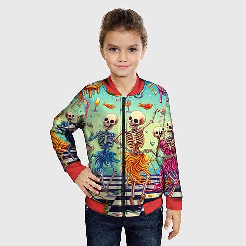 Детский бомбер Бал сатаны - сюрреализм / 3D-Красный – фото 4