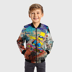 Бомбер детский Bart Simpson on a skateboard - graffiti, цвет: 3D-черный — фото 2