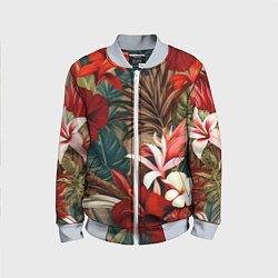 Детский бомбер Яркие алые цветы