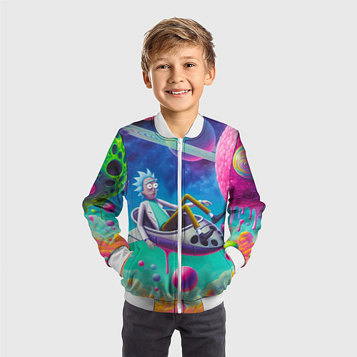 Детский бомбер Рик в космической лодке - сюрреализм / 3D-Белый – фото 3