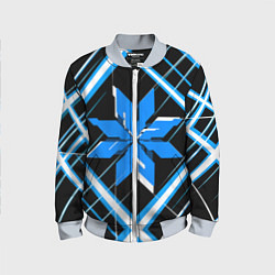 Бомбер детский Сине-белая звезда и полосы на чёрном фоне, цвет: 3D-серый