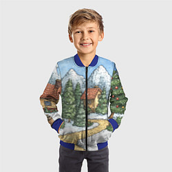 Бомбер детский Новогодний пейзаж, цвет: 3D-синий — фото 2