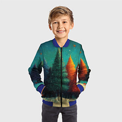 Бомбер детский Разноцветные елочки, цвет: 3D-синий — фото 2