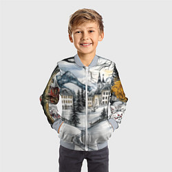 Бомбер детский Заснеженный старый город, цвет: 3D-серый — фото 2