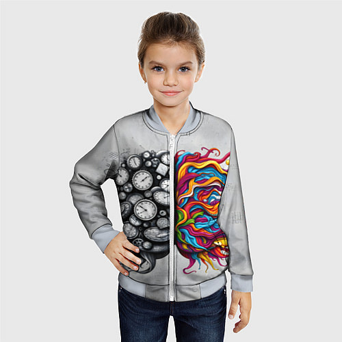 Детский бомбер Полушария мозга / 3D-Серый – фото 4