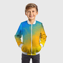 Бомбер детский Желто голубой градиент, цвет: 3D-белый — фото 2