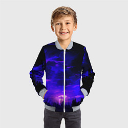 Бомбер детский Фиолетовый апокалиптический закат, цвет: 3D-серый — фото 2
