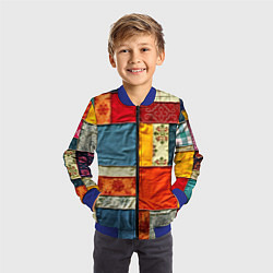 Бомбер детский Пэчворк из ярких тканей, цвет: 3D-синий — фото 2