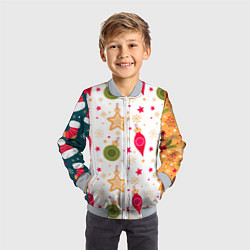 Бомбер детский Новогодние паттерны комбинация, цвет: 3D-серый — фото 2