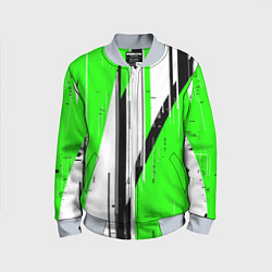 Бомбер детский Black and white vertical stripes on a green backgr, цвет: 3D-серый