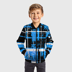 Бомбер детский Сине-белый гранж на чёрном фоне, цвет: 3D-черный — фото 2