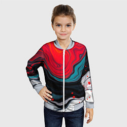 Бомбер детский Абстракция эбру, цвет: 3D-серый — фото 2