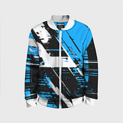 Бомбер детский Diagonal black and white stripes on a blue backgro, цвет: 3D-белый