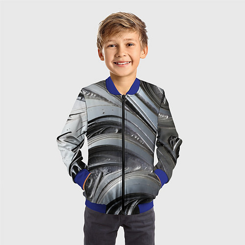 Детский бомбер Полированный серебряный металл / 3D-Синий – фото 3