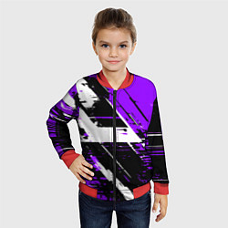 Бомбер детский Diagonal black and white stripes on a purple backg, цвет: 3D-красный — фото 2