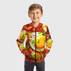Бомбер детский Яичница с беконом, цвет: 3D-красный — фото 2