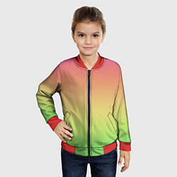 Бомбер детский Градиент заря розово-зелёный, цвет: 3D-красный — фото 2