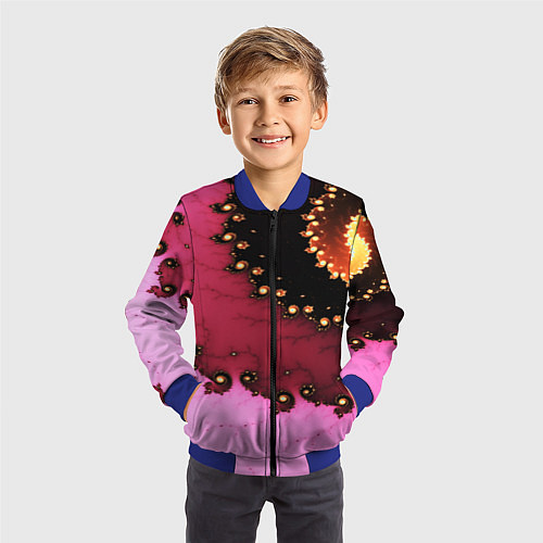 Детский бомбер Фрактал узор розовый / 3D-Синий – фото 3