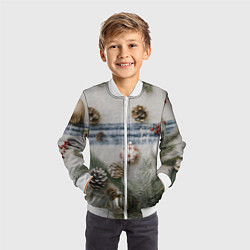 Бомбер детский Новогодние украшения, цвет: 3D-белый — фото 2