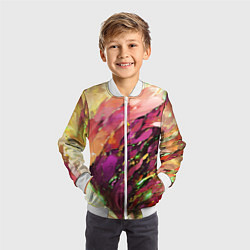 Бомбер детский Красно-жёлтая абстракция, цвет: 3D-белый — фото 2