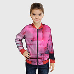 Бомбер детский Чёрные пятна на розовом фоне абстракция, цвет: 3D-красный — фото 2