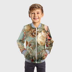 Бомбер детский Елочные новогодние игрушки, цвет: 3D-серый — фото 2