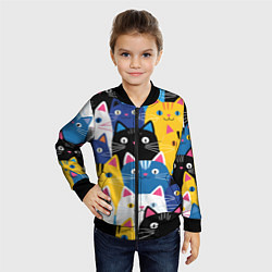 Бомбер детский Много цветных котиков, цвет: 3D-черный — фото 2