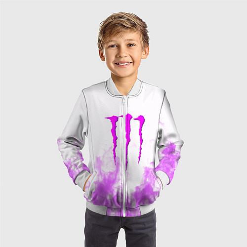 Детский бомбер Monster energy neon flame / 3D-Белый – фото 3