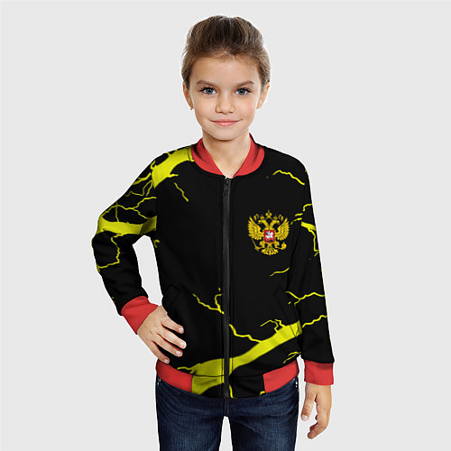Детский бомбер Россия шторм герб / 3D-Красный – фото 4