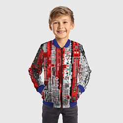 Бомбер детский Киберпанк паттерн красный, цвет: 3D-синий — фото 2